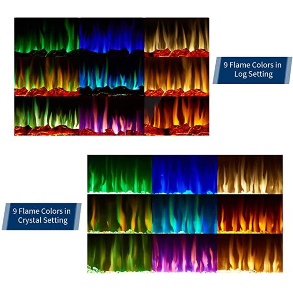 50 дюймов 15 цветов пламени WN-D50 Электрический камин с встроенными современными 3D светодиодными лампами