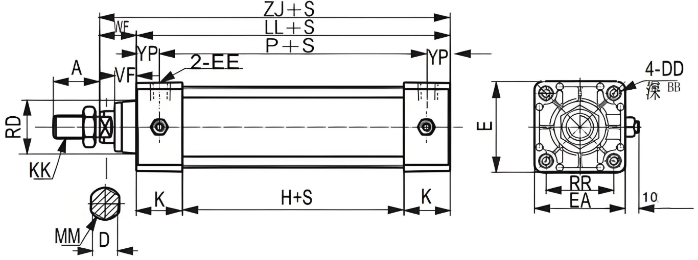 10A-5 Heavy Air Cylinder than SC cylinder more long service life