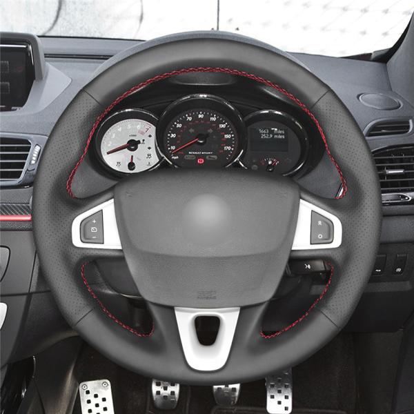 New Arrival Custom Black Leather Car Accessories Hand Sewing Steering Wheel Cover For Renault Megane 3 (Coupe) RS 2010-2016