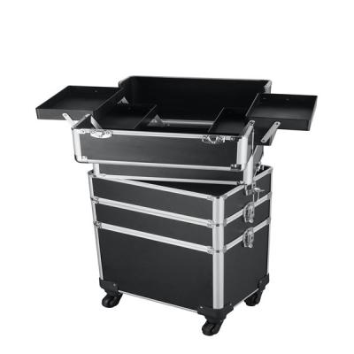 Aluminum Frame 3 In 1 Makeup Trolley Case High Grade Design For Outdoor