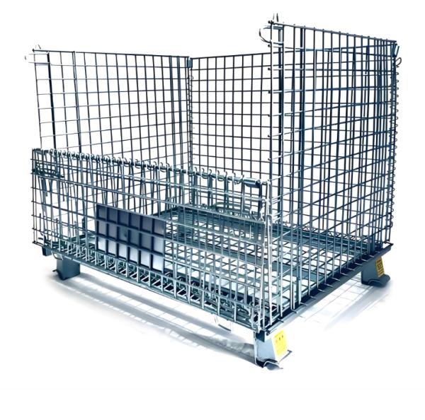 Foldable Heavy Duty Wire Mesh Storage Cage With Wheels for Industrial Use