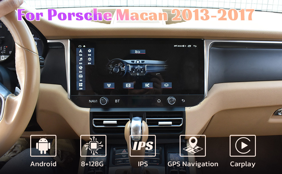 Авторадио для Porsche Macan (2013-2017) 12,3-дюймовое радио Авто HD LCD Touch Screen Замена мультимедийного проигрывателя GP