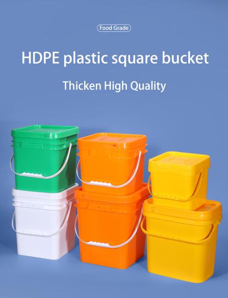 PP Square Shape 5 Gallon Paint Pail Transparent Food Grade Plastic Bucket With Lid Handle