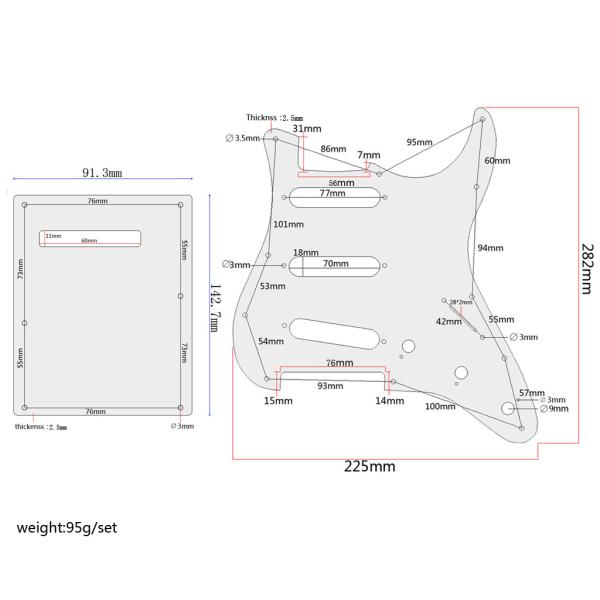 11 отверстий Rosewood SSS стиль гитары Pickguard Задняя пластина и винты для ST электрической гитары аксессуары