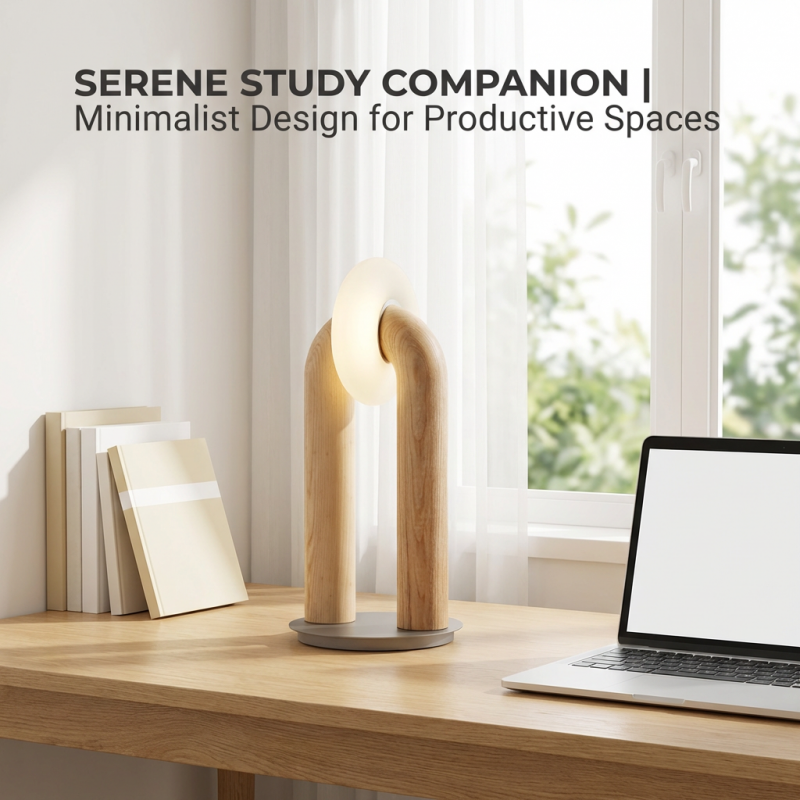 Modern Minimalist U-shaped Wooden Table Lamp with Multi-color LED Lighting for Bedside and Desk