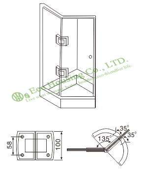Stainless Steel 135 Degree Shower Door Hinge,Bathroom Glass Door hinge, Mirror finished