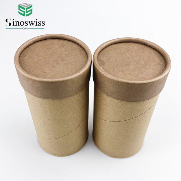 OEM Logo Kraft Paper Canister Easy Tear Lid Paper Can For Dry Food Products