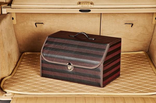 PU Wooden Black Auto Storage Organizer , Trunk Storage Organizer 50 * 32 * 30cm