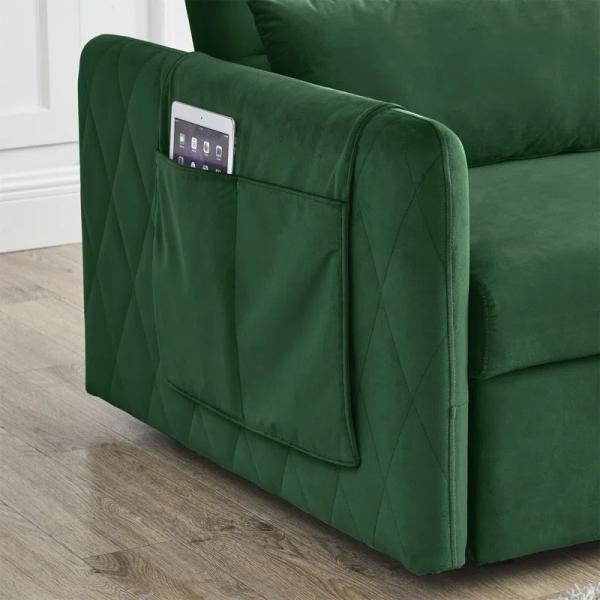 multi-functional dual-purpose loveseat with fold out bed green velvet sofa beds low prices with side pocket