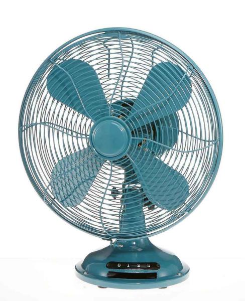 30W Powerful Retro Table Fan 10 Inch SAA Metal Blue With Carry Handle