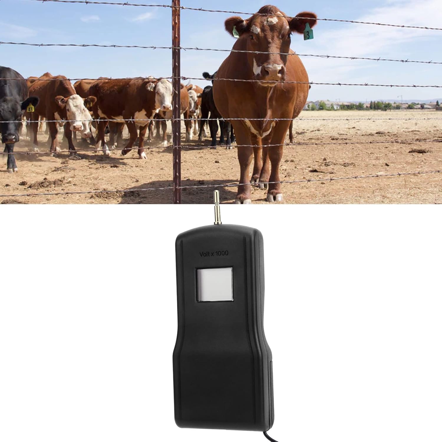 IMHOO LCD Digital Fence Tester 0.2-9.9kV Pulse Voltmeter for Farm Livestock Portable 9V Battery Powered