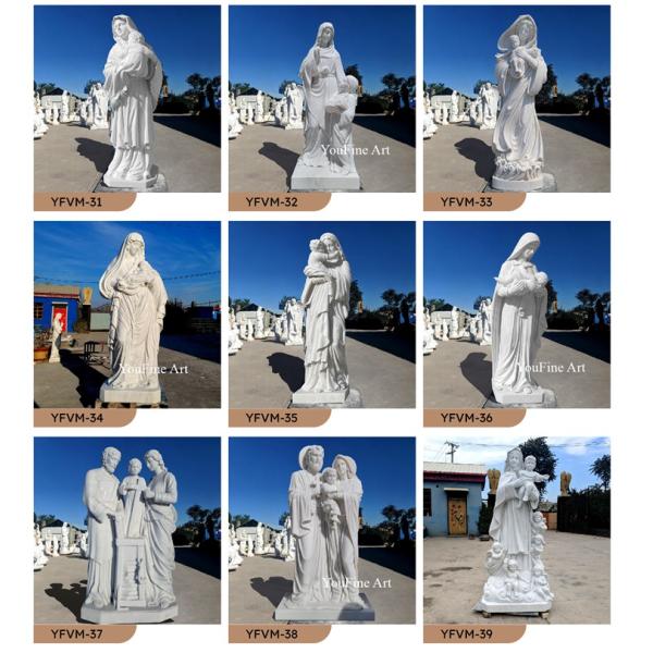 Customized Large Life Size Religious Sculpture Garden Decorative Pure White Marble Holy Family Church Statue