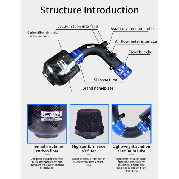 Golf Mk6 R20 Углеродные волокна воздухозабор компактный с авиационной алюминиевой трубкой