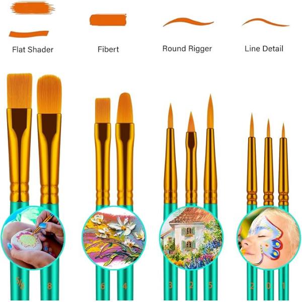 Logotipo personalizado pinceles de arte verde para acuarela con aceite acrílico