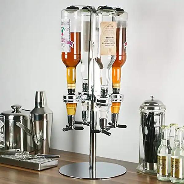 Distributeur d'alcool vertical rotatif en aluminium 6 bouteilles utilisées dans le bar