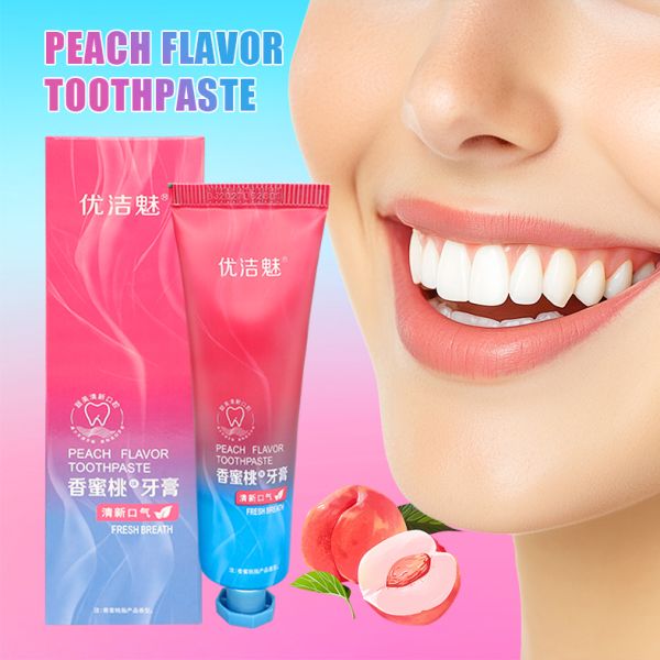 Private Label White Peach Freshens Toothpaste Oral Care Products Deep Cleansing Stubborn Stains Remove Yellow Brightening