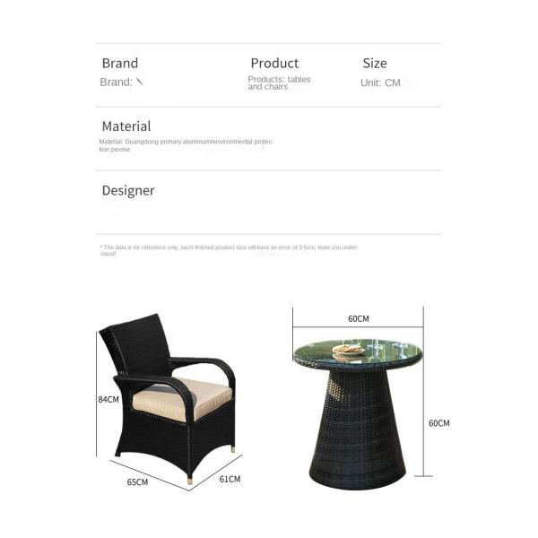 Minimalist New Nordic Courtyard Handmade PE Rattan Table and Chairs Sets