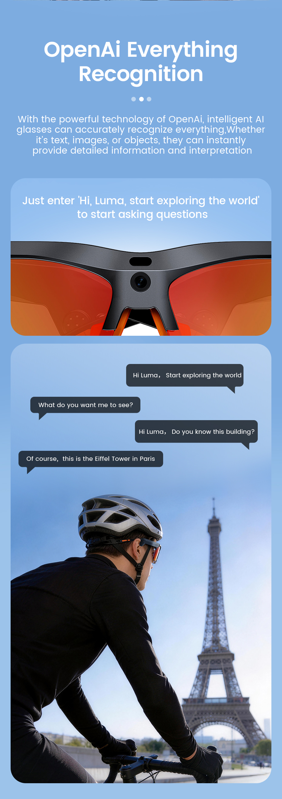 E08 Smart Glasses-1200P HD Video AI Object Recognition IP54 Waterproof Magnetic Charging Voice Control Semi-Open