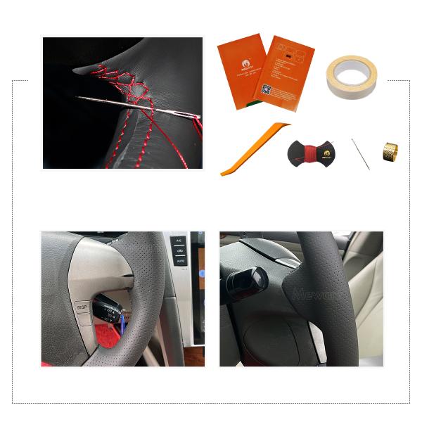 Hand Sewing PU Leather Grey DIY Steering Wheel Cover For Toyota Highlander Camry Isis Mark X Zio Premio Noah Previa 2006-2015