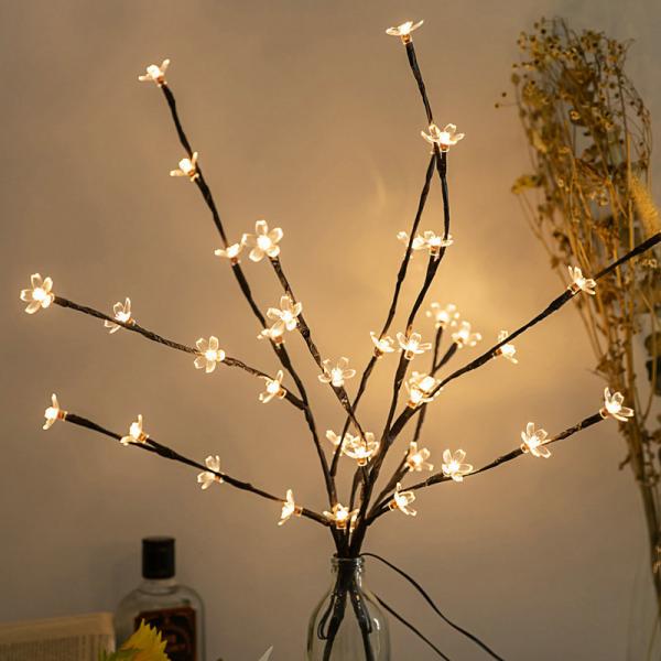 Indoor 36cm 24 Bulbs Battery Christmas Star Home Decor Led Cherry Flower Tabletop Bonsai Tree Fairy Light
