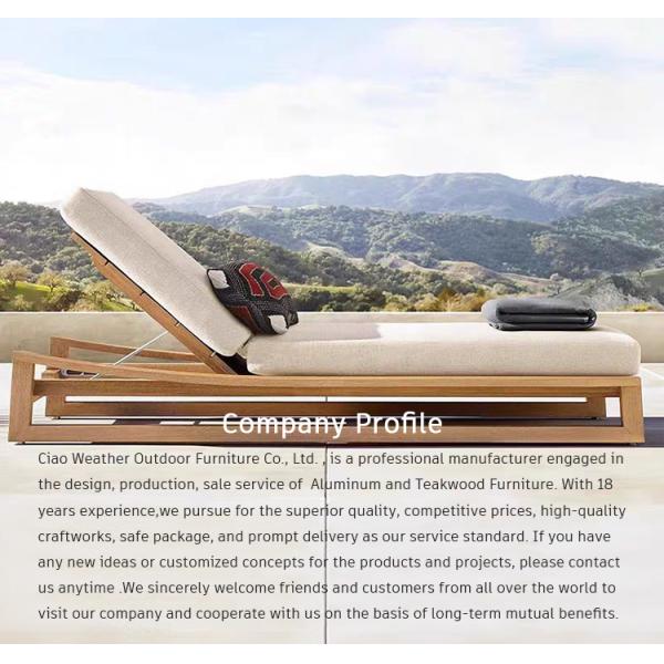 Modern Teak Chaise Waterproof Cushioned Sun Lounger for Luxury Outdoor Pool and Beachside Relaxation