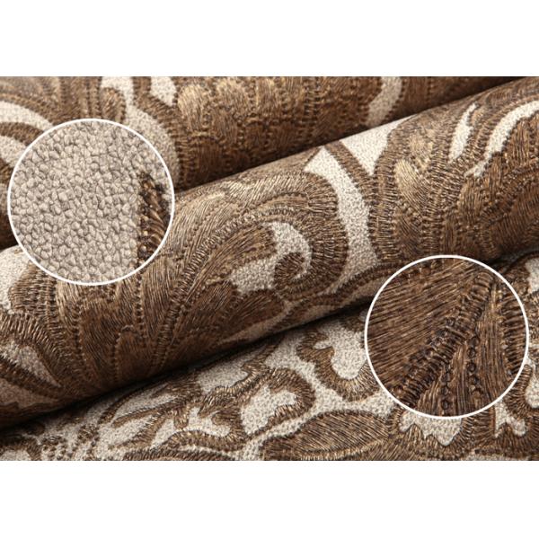 Classic Style Embossed Washable Vinyl Wallpaper with Chocolate color , CE ISO Compliant