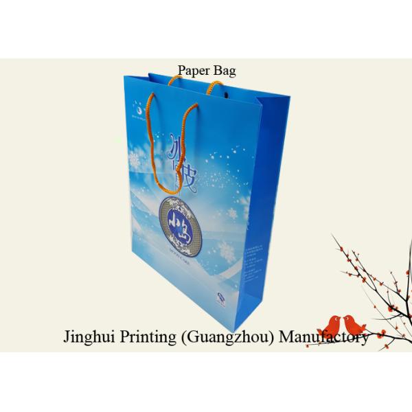 Blue Color Printing Customized Size Custom Design Logo Printing Cardboard Material Paper Bags with Handle