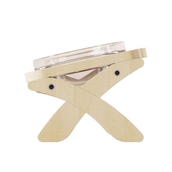 Raised Cat Dog Feeding Bowl with Stable Bamboo Wood Stand