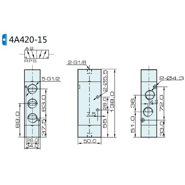 тип управление 4A420-15 Airtac пути пилотного клапана 5 воздуха двойника пневматическое