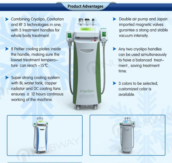 5 handles Cryolipolysis RF handle Cavitation 3 in 1 system body slimming machine