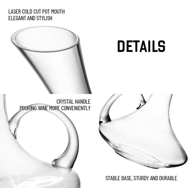 Vente en gros d'aérateur de décanteur de vin en cristal sans plomb, fabriqué à la main.