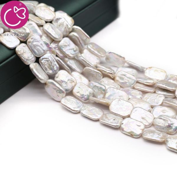 Cheap Price 13-15mm Natural White Loose Real Freshwater square Pearl Beads Strand