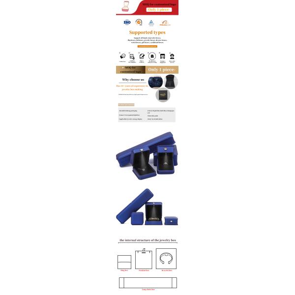 Caja de almacenamiento de joyas de lujo caja de joyas de color azul oscuro