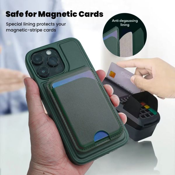 Custom Color PU Leather Card Holders , Leather Phone Case With Wallet And Stand