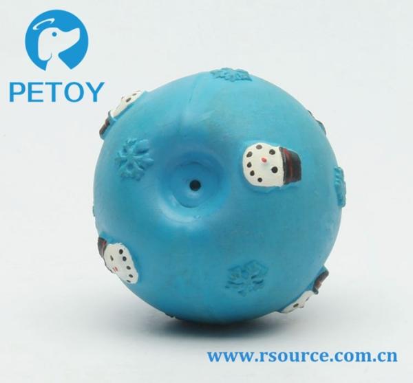 Latex blue Christmas squeaky dog ball toy