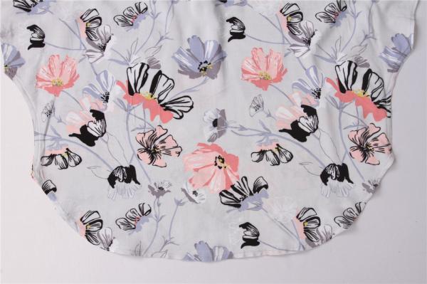 V-Neck Ladies Print Blouse Loose Short Sleeves Decorative Pattern Casual And Fashion