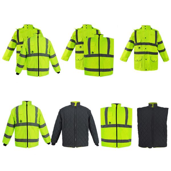 Traffic Duty High Visibility Rain Coats Oxford Fabric Warm Windproof