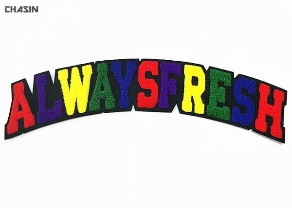 Durable Chenille Embroidery Iron On Patches Slogan Word  Used In  Hoodies