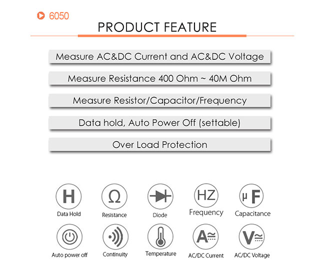 VICTOR Новый 6050 клешниметр AC DC 2000A с цифровым мультиметром температуры клешни