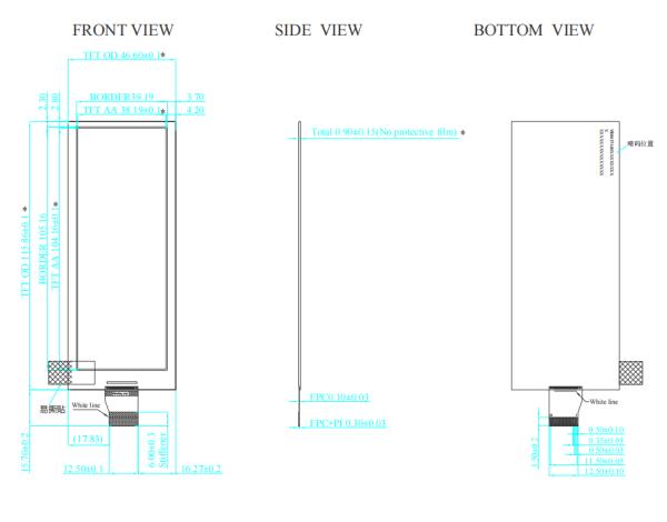 4.37 Inch E-paper Display 176×480 Resolution Black/White/Red/Yellow 4-Color E-Ink Screen