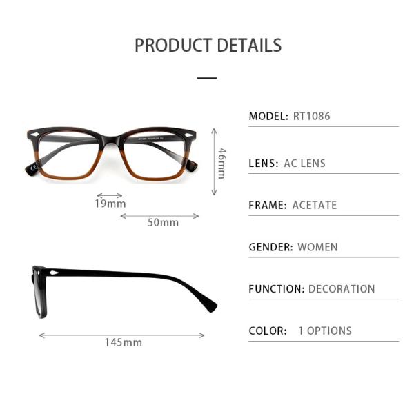 Two Tone Laminated Acetate Frame Glasses Classic Square Men Women Optical