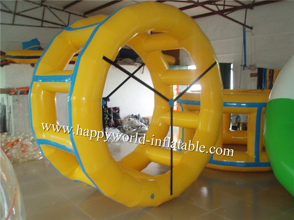Yellow colour inflatable water roller tube ball , inflatable water roller
