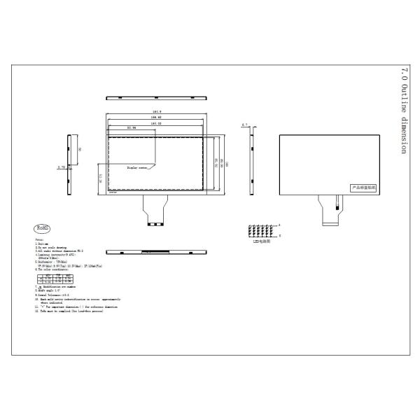 7 Inch 1024x600 TFT LCD Capacitive Touch Screen For Portable DVD Players