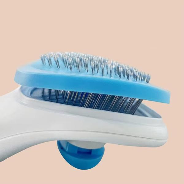 Blue / Pink / Gray Pet Grooming Brushes Self Cleaning Cat Slicker Brush