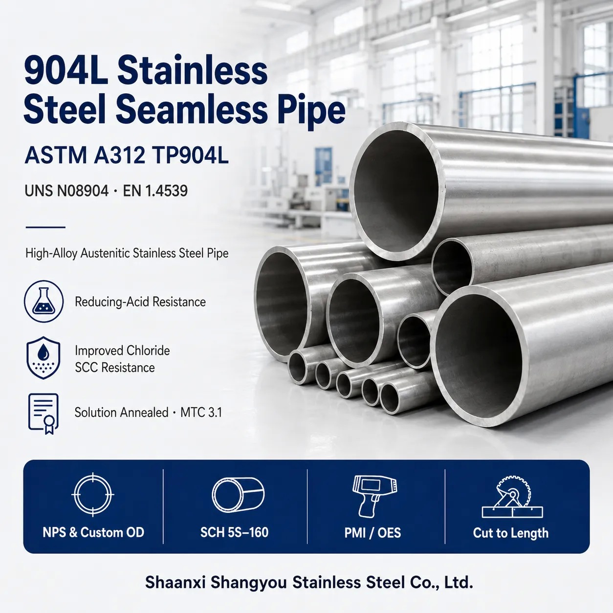 904L stainless steel seamless pipe