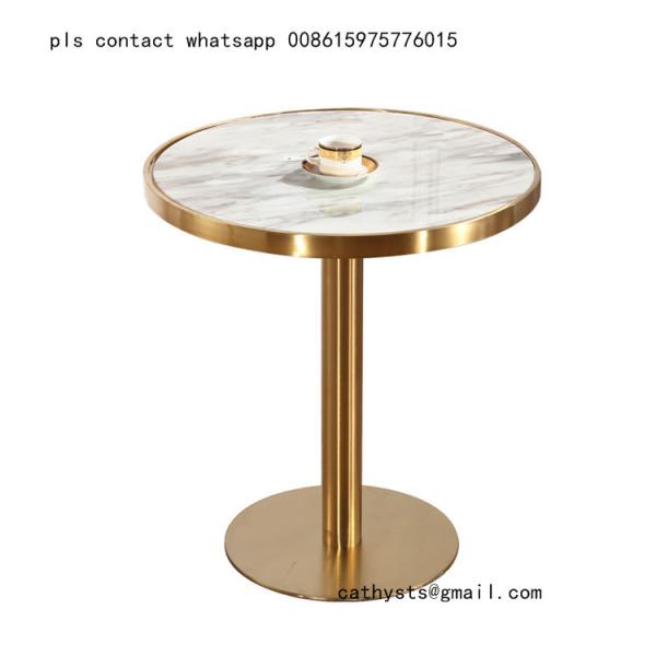 Customized Hairline Gold stainless steel table chair for restaurant metal furniture