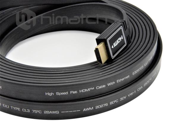 Flat Industrial HDMI Cable / 15m Hdmi Cable 4K 60Hz CL3 Rated UL Certified