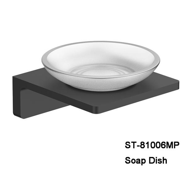 Good Quality Wholesale Rust Resistant Hotel Stainless Steel Soap Dish holder and black finish matt glass