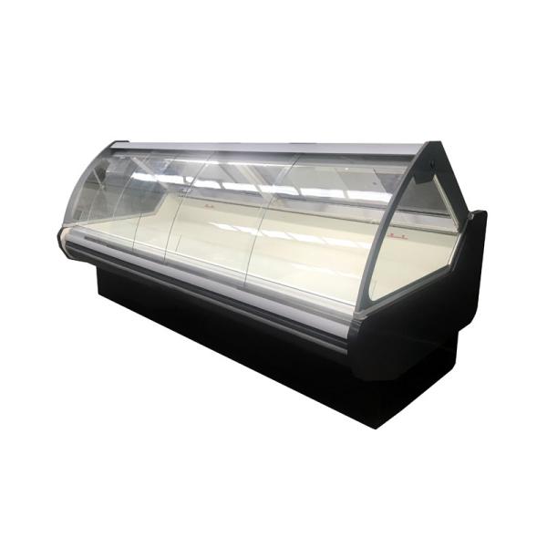 Refrigerador refrigerado de poupança de energia comercial de alta qualidade da exposição com elevador-acima/Front Curved Glass Doors do deslizamento para peixes