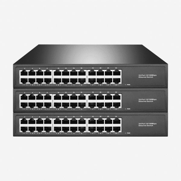 24 portas 10/100 Mbps RJ45 Ethernet Switch não gerenciado com MDI/MDIX automático